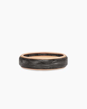 Streamline® Band Ring|18K Rose Gold with Forged Carbon, 6mm