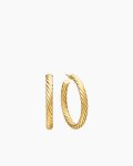 Sculpted Cable Hoop Earrings|18K Yellow Gold, 1.75in