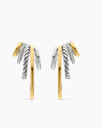 DY Mercer® Multi Hoop Earrings|Sterling Silver with 18K Yellow Gold and Diamonds, 37.5mm
