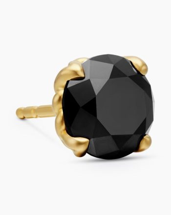 Stud Earring|18K Yellow Gold with Black Diamond, 7mm