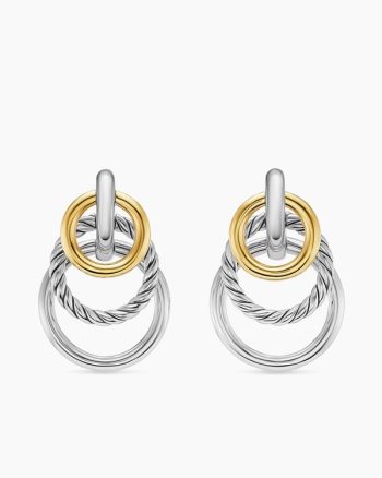 DY Mercer® Triple Ring Drop Earrings|Sterling Silver with 18K Yellow Gold, 35.6mm