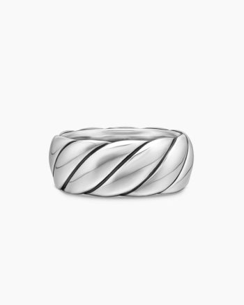 Sculpted Cable Band Ring|Sterling Silver, 9mm