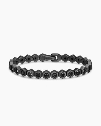 Hex Pavé Tennis Bracelet|Black Titanium with Black Diamonds, 8mm