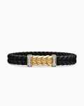 Chevron Bracelet|Black Rubber with 18K Yellow Gold and Diamonds, 9mm