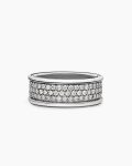 Streamline® Pavé Three Row Band Ring|Sterling Silver with Diamonds, 8.5mm