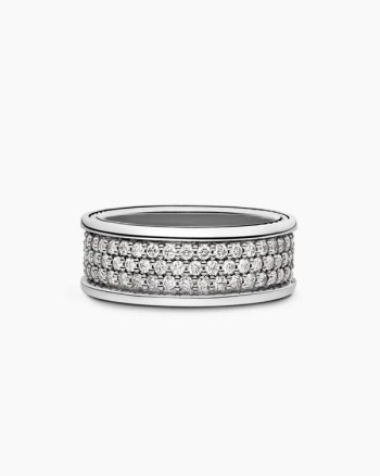 Streamline® Pavé Three Row Band Ring|Sterling Silver with Diamonds, 8.5mm