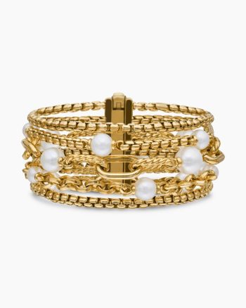 DY Madison® Pearl Multi Row Chain Bracelet|18K Yellow Gold with Pearls, 25.7mm