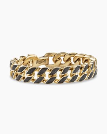 Forged Carbon Curb Chain Bracelet|18K Yellow Gold, 14.5mm