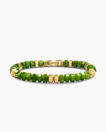 Hex Bead Bracelet|Nephrite Jade and 18K Yellow Gold, 8mm