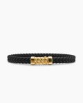 Chevron Bracelet|Black Rubber with 18K Yellow Gold, 6mm