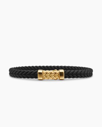 Chevron Bracelet|Black Rubber with 18K Yellow Gold, 6mm