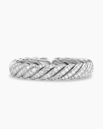 Sculpted Cable Flex Bracelet|18K White Gold with Diamonds, 11mm