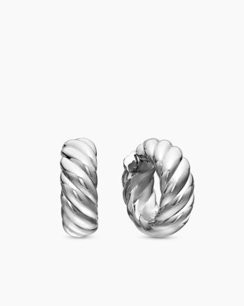 Sculpted Cable Hoop Earrings|Sterling Silver, 25mm