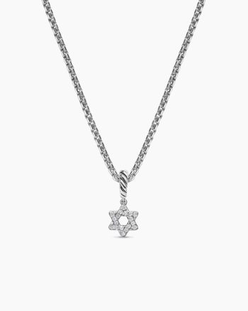 Micro Pavé Star of David Amulet|Sterling Silver with Diamonds, 7.4mm