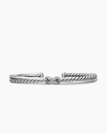 Petite X Center Station Bracelet|Sterling Silver with Diamonds, 5.2mm