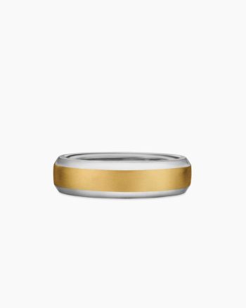Beveled Band Ring|18K White and Yellow Gold, 6mm