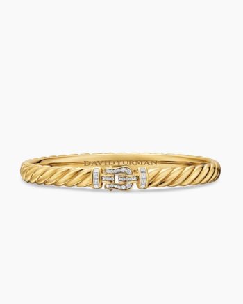 Sculpted Cable Buckle Bracelet|18K Yellow Gold with Diamonds, 6.2mm
