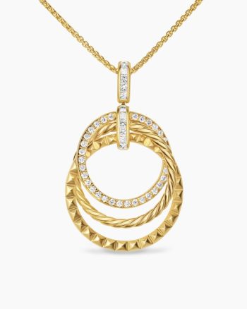 Crossover Trio Pendant Necklace|18K Yellow Gold with Diamonds, 24mm