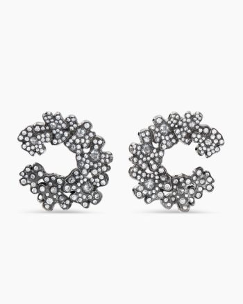 Petals Hoop Earrings|White Gold with Rhodiated Black and Diamonds