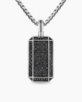 Octagonal Tag|Sterling Silver with Black Diamonds, 27mm
