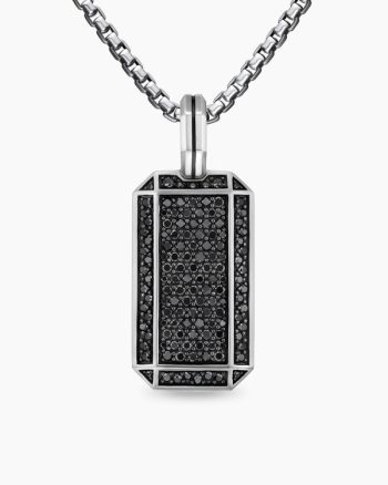 Octagonal Tag|Sterling Silver with Black Diamonds, 27mm