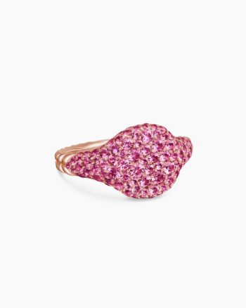 Pavé Pinky Ring|18K Rose Gold with Pink Sapphires, 10mm