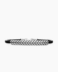 Chevron ID Bracelet|Black Leather with Sterling Silver, 6.6mm