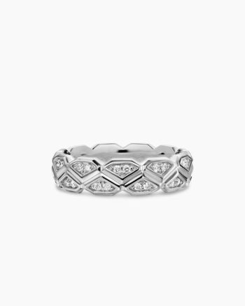 Hex Band Ring|Platinum with Diamonds, 6mm