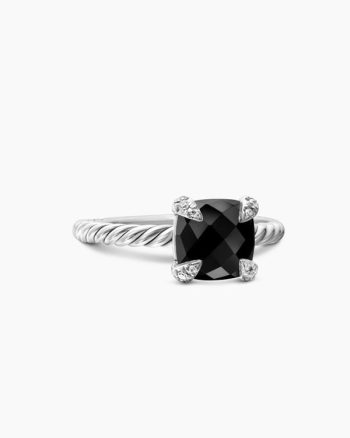 Chatelaine® Ring|Sterling Silver with Black Onyx and Diamonds, 8mm