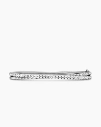 Pavé Crossover Two Row Bracelet|18K White Gold with Diamonds, 5.5mm