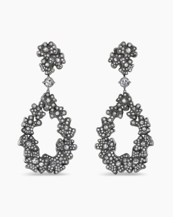 Petals Drop Earrings|White Gold with Rhodiated Black and Diamonds