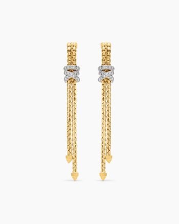 Helena Box Chain Drop Earrings|18K Yellow Gold with Diamonds, 52.8mm
