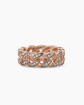Curb Chain Band Ring|18K Rose Gold with Cognac Diamonds, 8mm