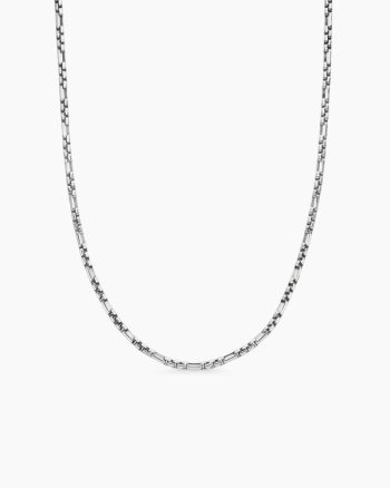 Open Station Box Chain Necklace|Sterling Silver, 3mm