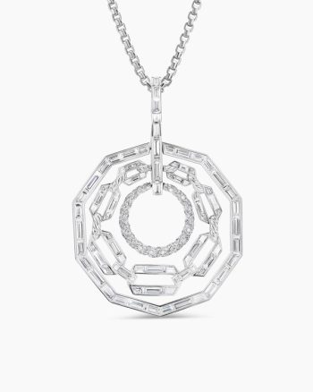 Stax Round Pendant|White Gold with Diamonds
