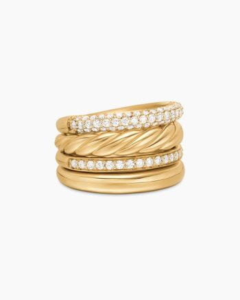 DY Mercer® Multi Row Ring|18K Yellow Gold with Diamonds, 14mm