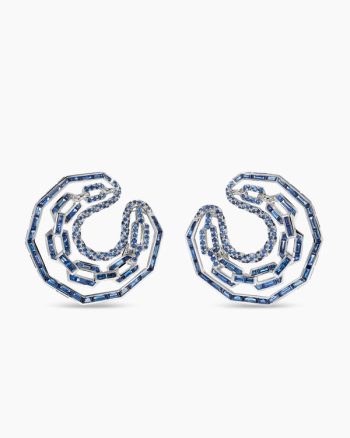 Stax Round Hoop Earrings|White Gold with Blue Sapphires