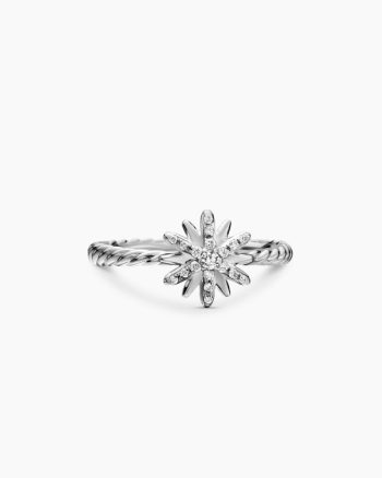 Petite Starburst Ring|Sterling Silver with Diamonds, 10mm