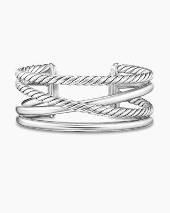 Bold Crossover Multi Row Cuff Bracelet|Sterling Silver, 24.4mm