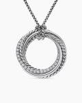 Crossover Pendant Necklace|Sterling Silver with Diamonds, 26mm