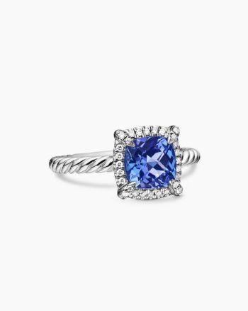 Petite Chatelaine® Pavé Bezel Ring|18K White Gold with Tanzanite and Diamonds, 7mm
