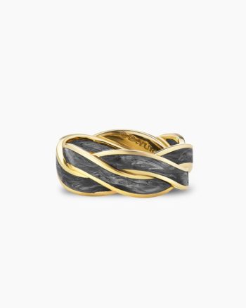 DY Helios™ Band Ring|18K Yellow Gold with Forged Carbon, 9mm