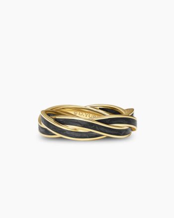 DY Helios™ Band Ring|18K Yellow Gold with Forged Carbon, 6mm