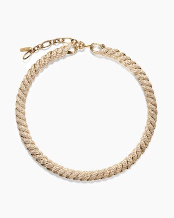 Sculpted Cable Necklace|18K Yellow Gold with Diamonds, 8.5mm