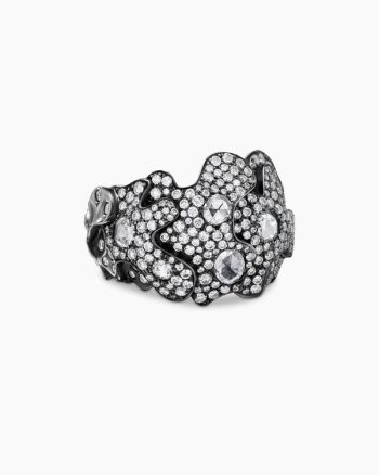 Petals Band Ring|White Gold with Rhodiated Black and Diamonds