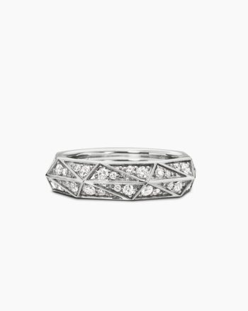 Faceted Band Ring|Sterling Silver with Diamonds, 6.2mm
