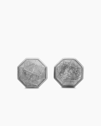 Meteorite Faceted Round Cufflinks|Sterling Silver, 16mm