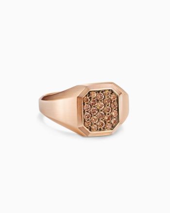 Streamline® Signet Ring|18K Rose Gold with Cognac Diamonds, 14mm