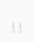 Pearl and Pavé Drop Earrings|18K Yellow Gold with Pearls and Diamonds, 15.6mm