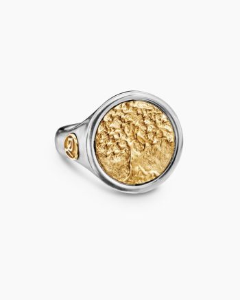 Life and Death Duality Signet Ring|Sterling Silver with 18K Yellow Gold, 20mm